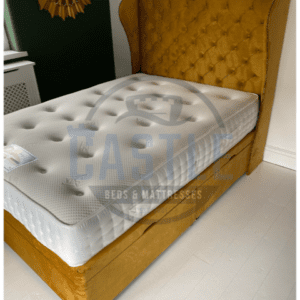 Florida winged headboard as a bed in saffron