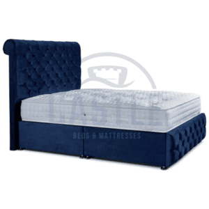 Newbury luxury upholstered divan frame in blue