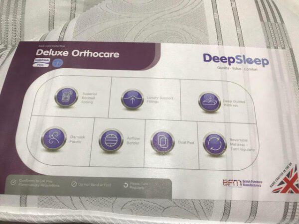 deluxe ortho mattress label